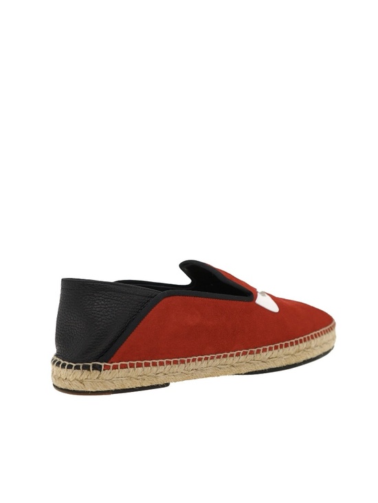 Fendi Espadrilles Monster Bug Eye Red Suede Leather Size 12 US New